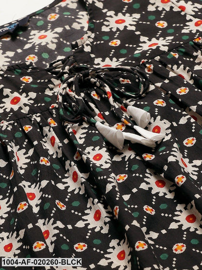 Black & White Tribal Printed Kurta with Trousers