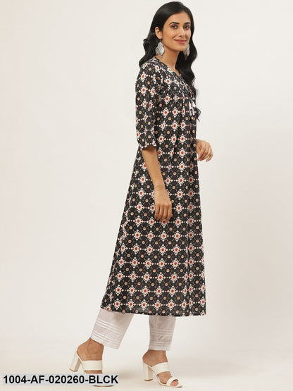 Black & White Tribal Printed Kurta with Trousers