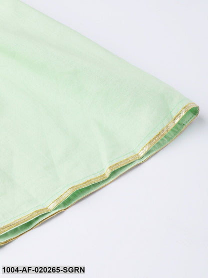 Sea Green & White Striped Angrakha Kurta with Sharara