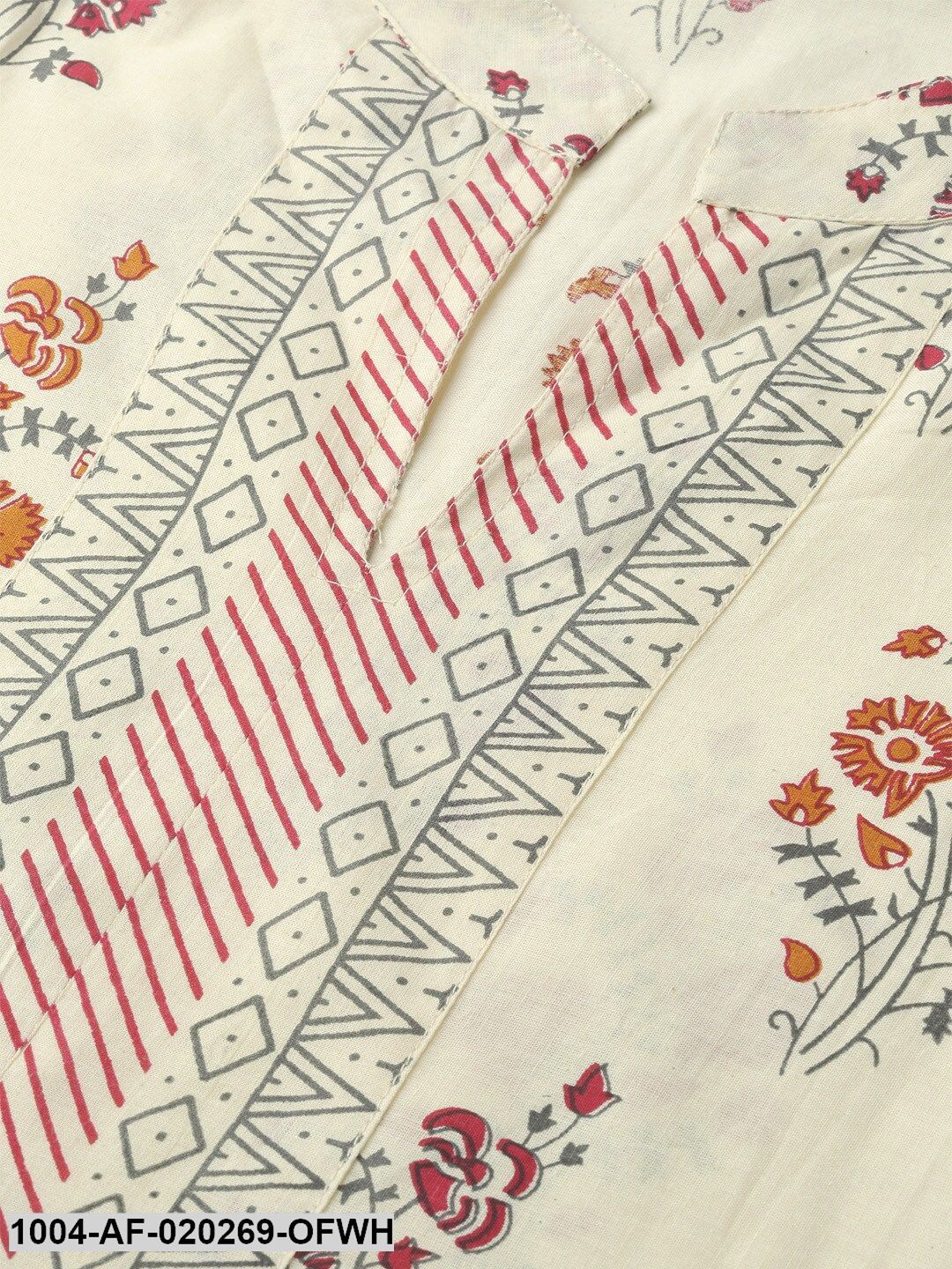 Off-White & Grey Printed Kurta with Palazzos & Dupatta