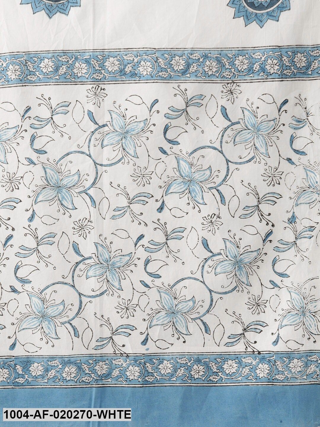White & Blue Printed Kurta with Palazzos & Dupatta