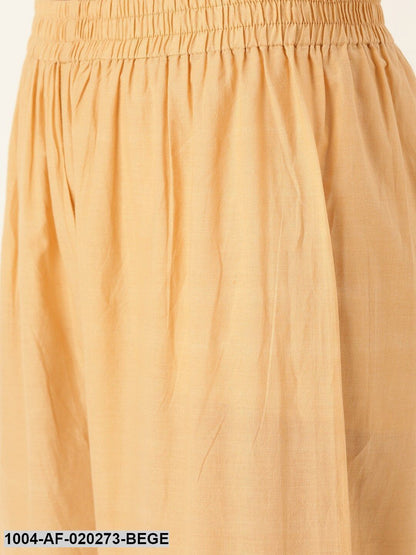Beige & White Printed Kurta with Palazzos