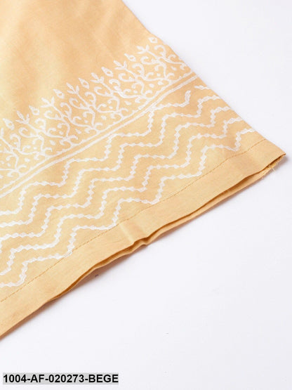 Beige & White Printed Kurta with Palazzos