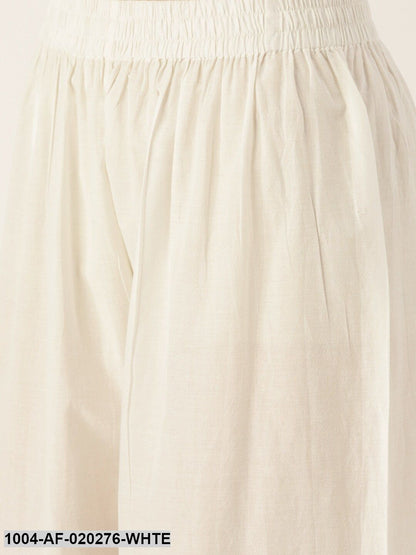 White & Pink Printed Kurta with Palazzos
