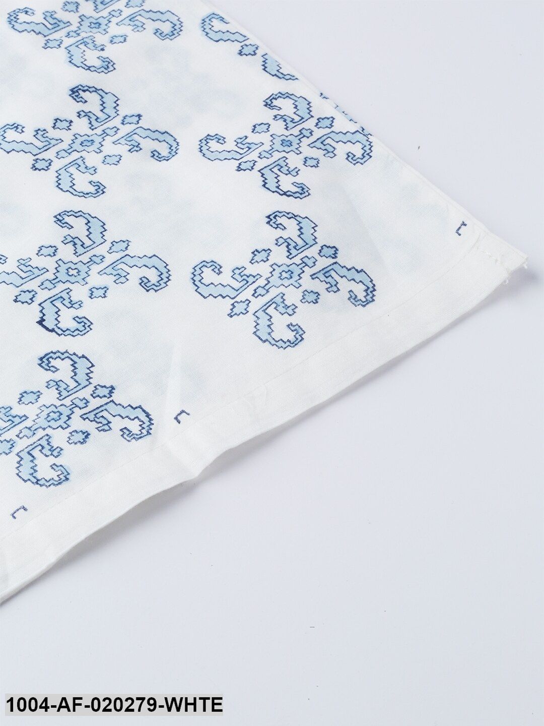 White & Blue Printed Kurta with Palazzos