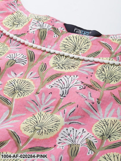 Pink & White Printed Kurta with Palazzos