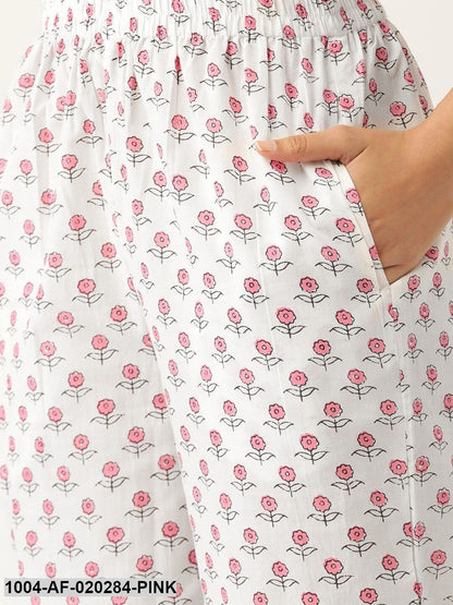 Pink & White Printed Kurta with Palazzos