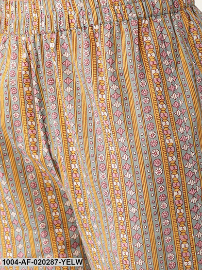 Yellow & Pink Printed Kurta with Palazzos & Dupatta