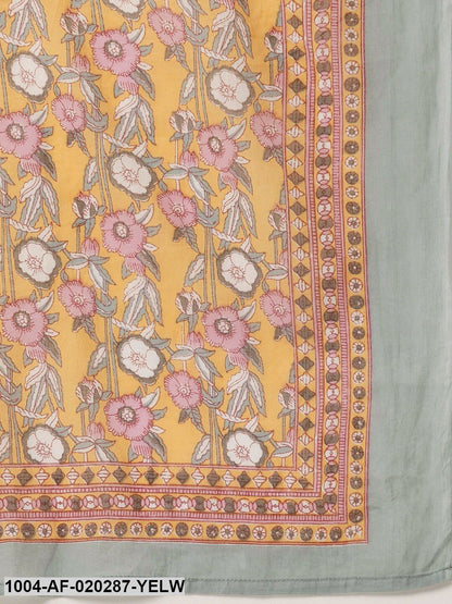 Yellow & Pink Printed Kurta with Palazzos & Dupatta