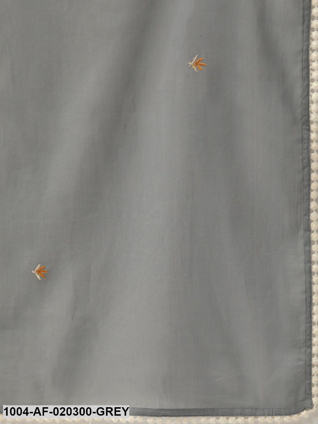 Grey & Orange Embroidered Kurta with Trousers & Dupatta