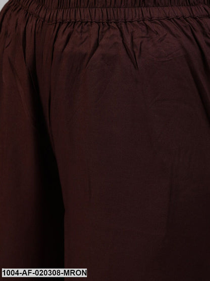 Brown Sequin Embellished Kurta With Palazzo & Net Dupatta