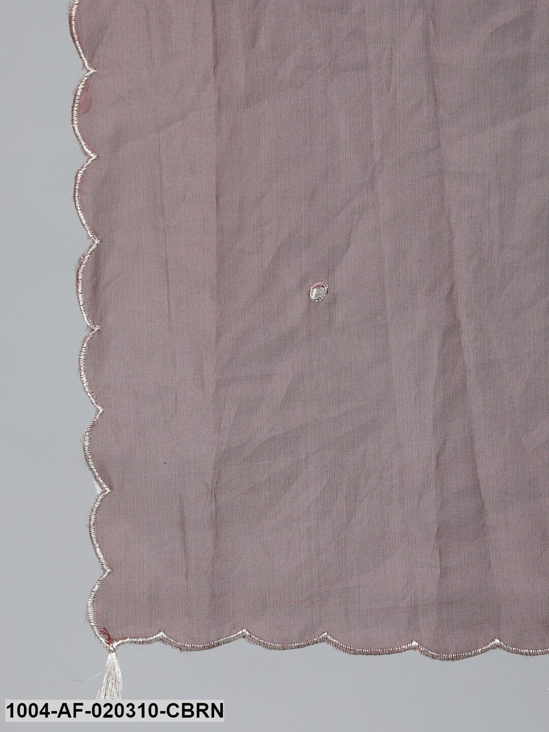 Coffee Brown Embroidered Straight Kurta Plazzo & Scalloped Dupatta