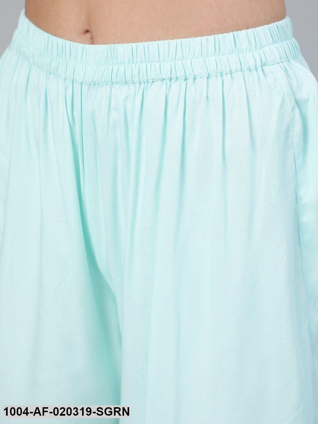 Sea Green Straight Embroidered Kurta With Plazzo & Dupatta