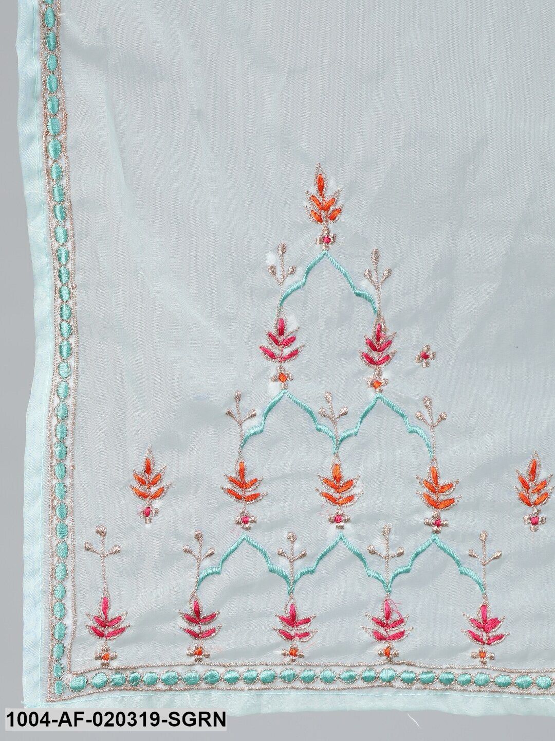 Sea Green Straight Embroidered Kurta With Plazzo & Dupatta
