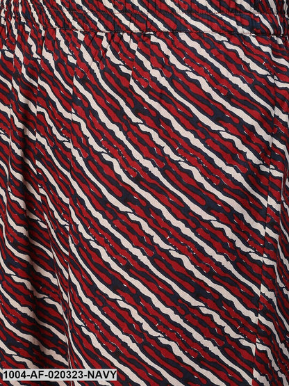 Navy Blue Printed Kurti with Trousers