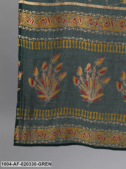 Green Printed Kurta with Trousers & Dupatta