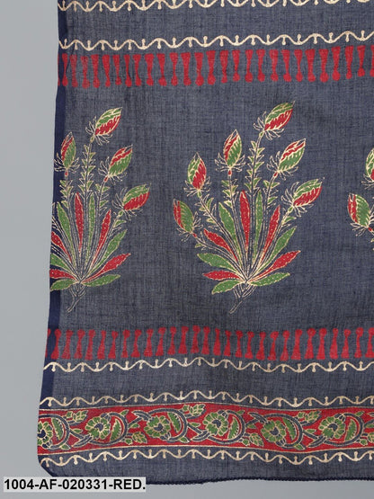 Red Gold Printed Straight Kurta With Palazzo & Dupatta