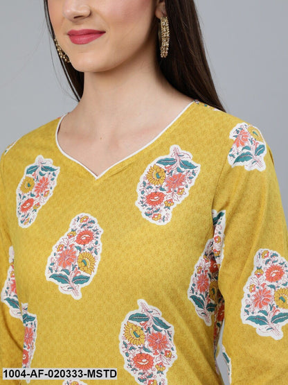 Mustard Mustard Straight Kurta With Palazzo and Dupatta with pockets