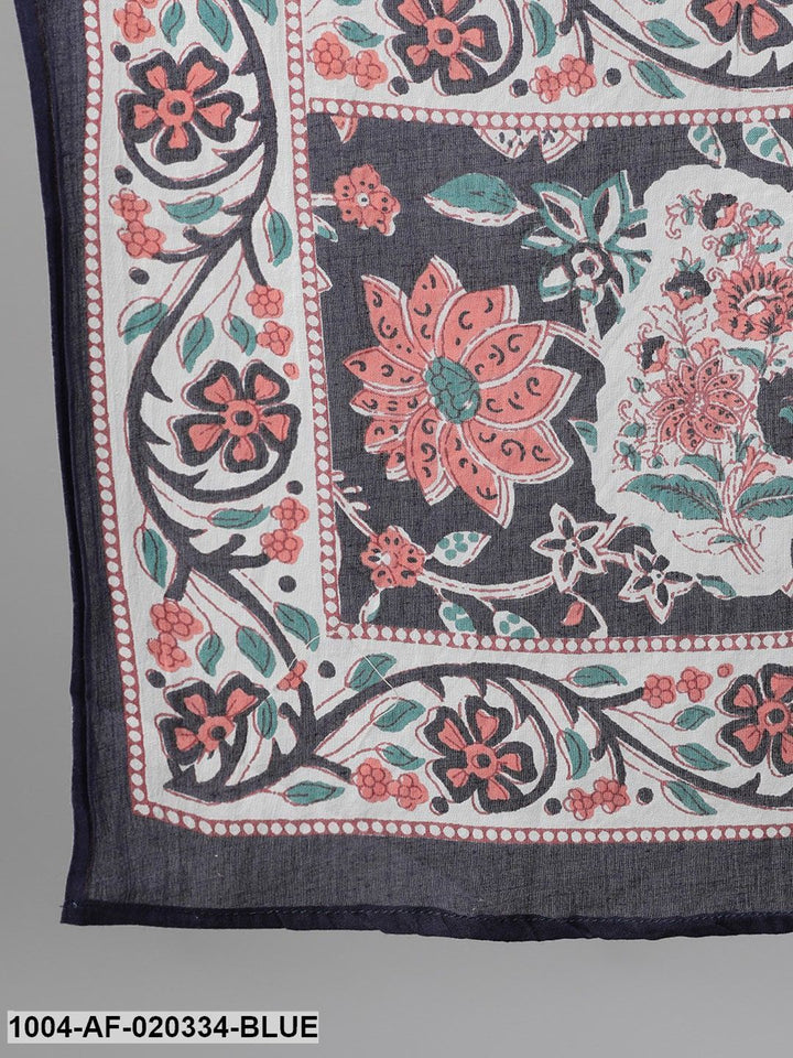 Blue Floral Printed Kurta with Trousers &amp; Dupatta