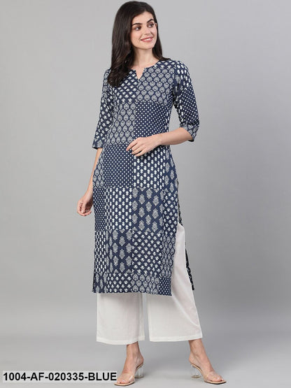 Blue Printed Kurta with Palazzos
