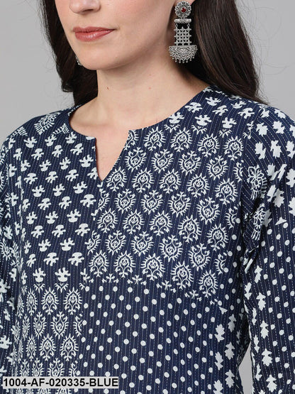 Blue Printed Kurta with Palazzos