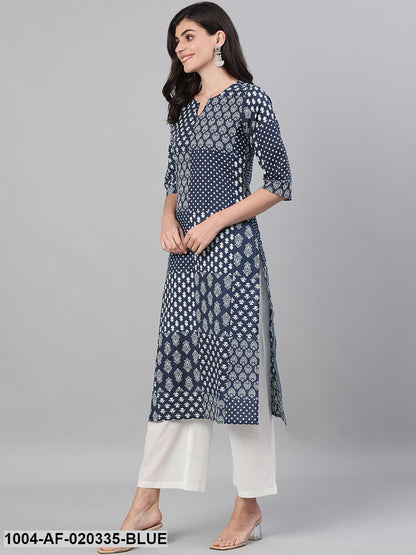 Blue Printed Kurta with Palazzos