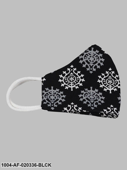 Black  Off-White Printed Kurta with Trousers