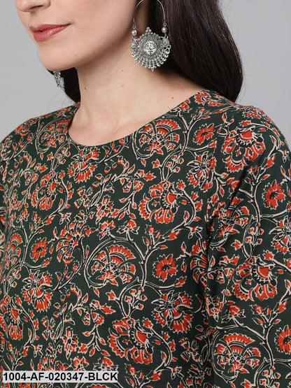 Black & Red Printed Kurta with Palazzos