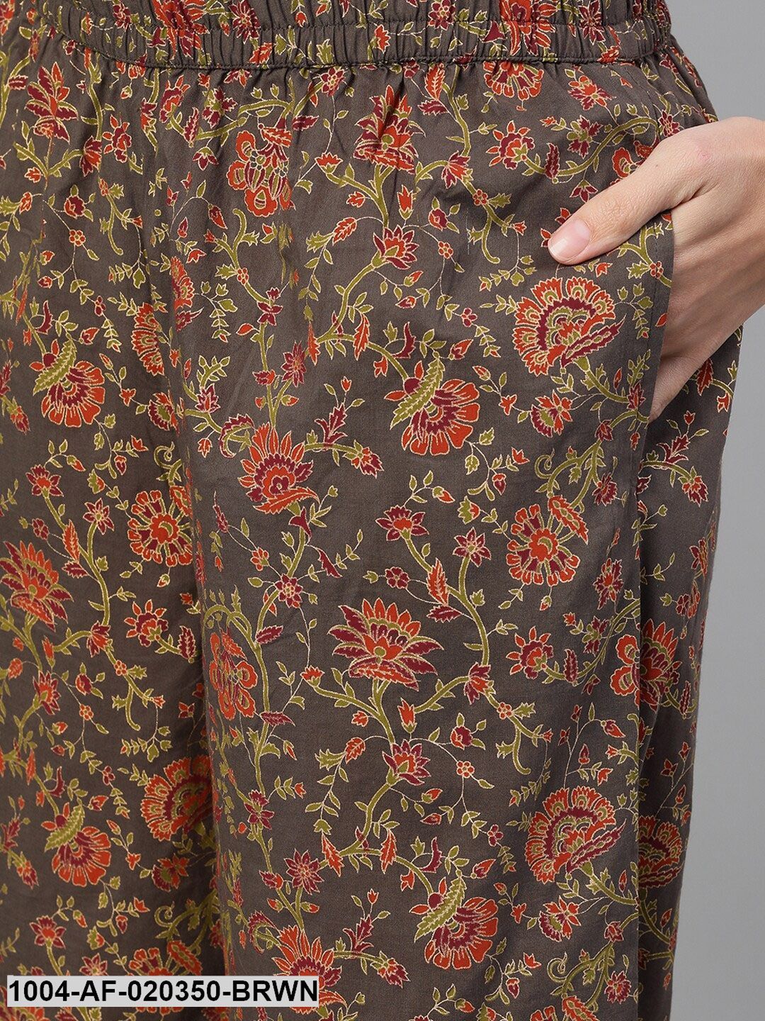Brown Printed Kurta with Palazzos & Dupatta