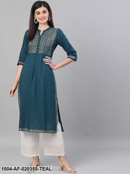 Teal Yoke Design Kurta with Palazzos