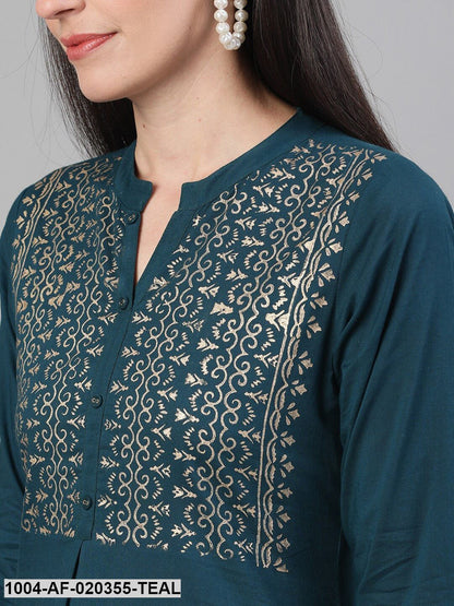 Teal Yoke Design Kurta with Palazzos