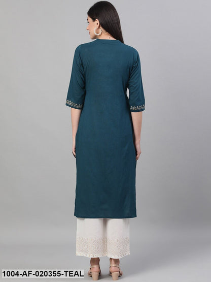 Teal Yoke Design Kurta with Palazzos