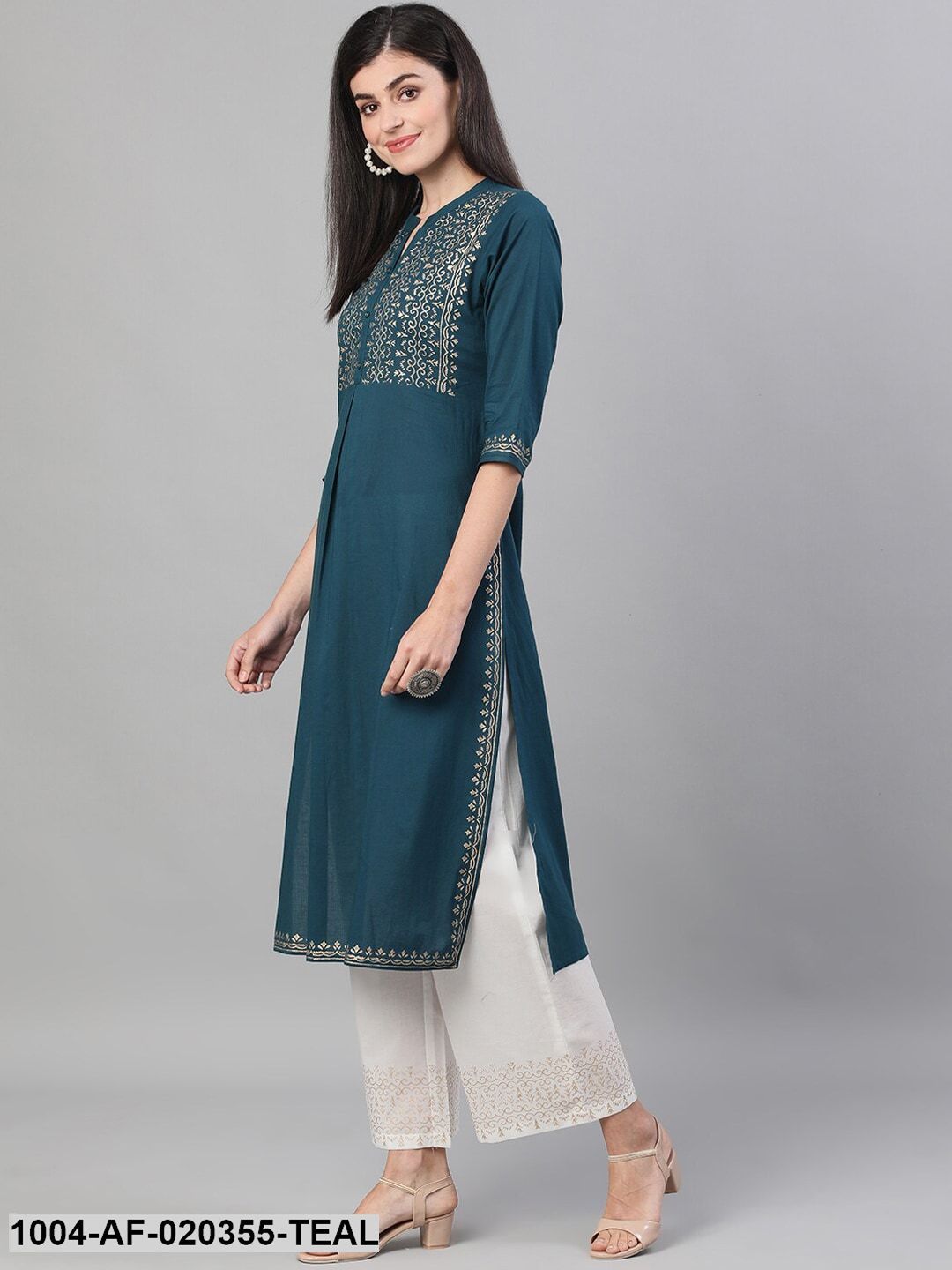 Teal Yoke Design Kurta with Palazzos