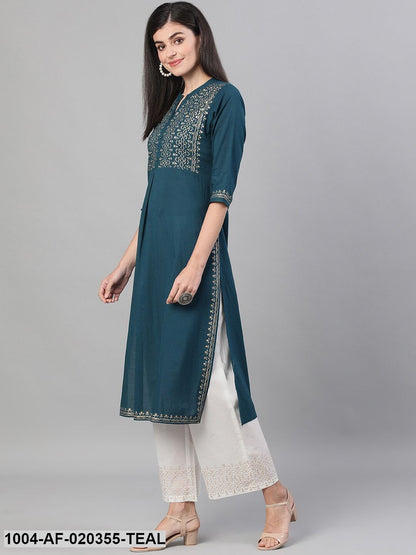 Teal Yoke Design Kurta with Palazzos