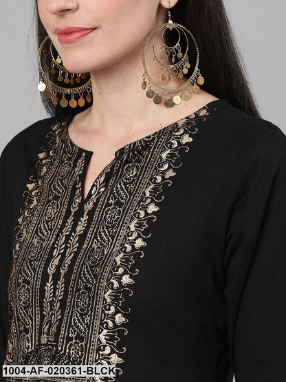 Black & Gold-Toned Yoke Design Kurta with Palazzos