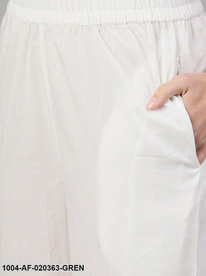Green & Off-White Printed Kurta with Palazzos