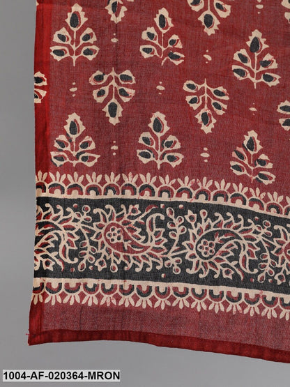 Maroon Printed Kurta with Palazzos & Dupatta