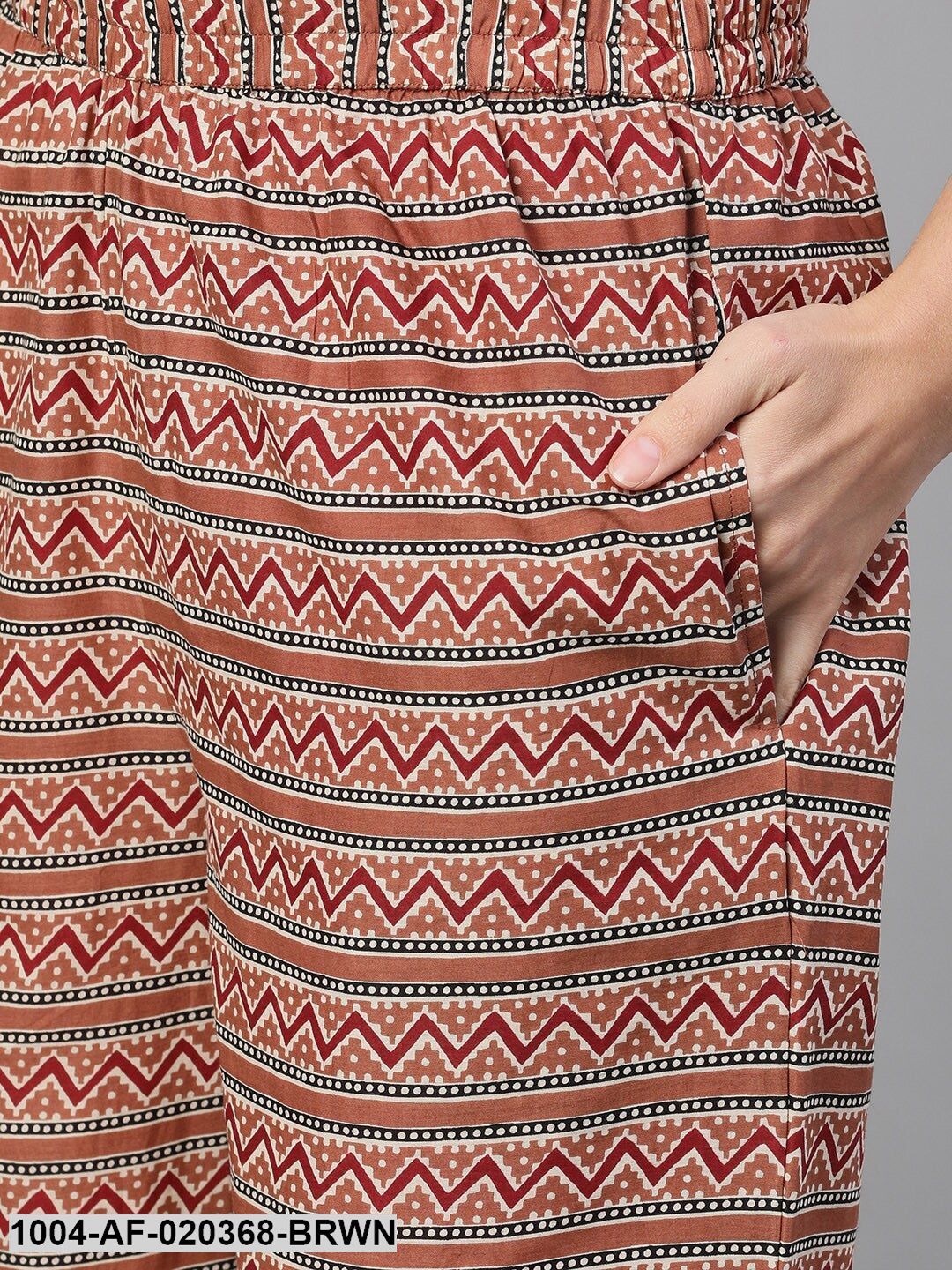 Brown  Black Printed Kurta with Palazzos  Dupatta