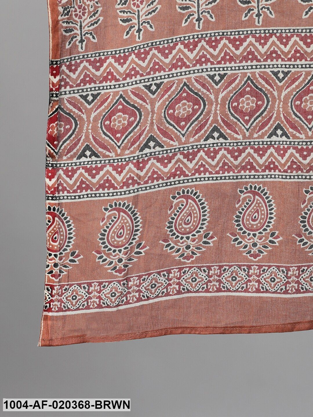 Brown  Black Printed Kurta with Palazzos  Dupatta