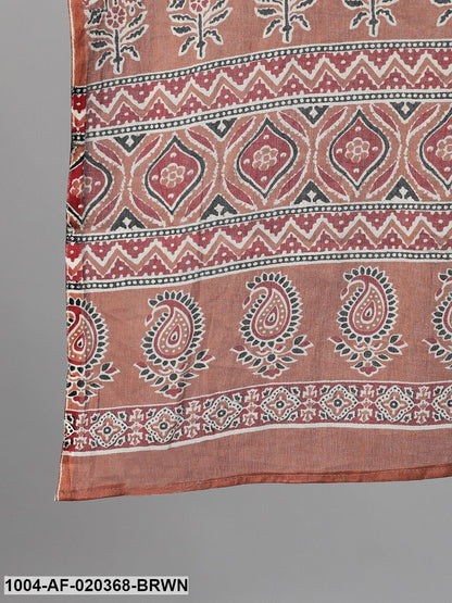 Brown  Black Printed Kurta with Palazzos  Dupatta