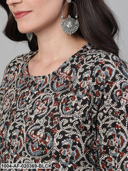 Black  Beige Printed Kurta with Palazzos  Dupatta