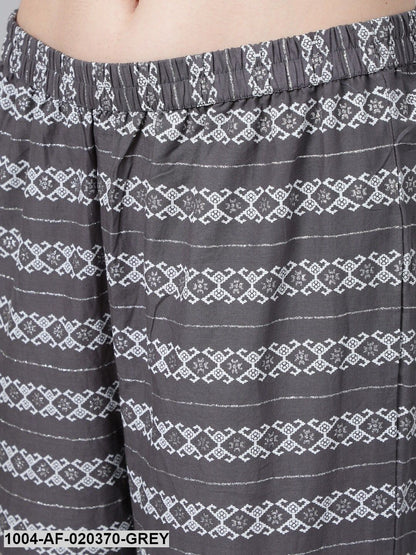 Grey  Off-White Printed Kurta with Palazzos
