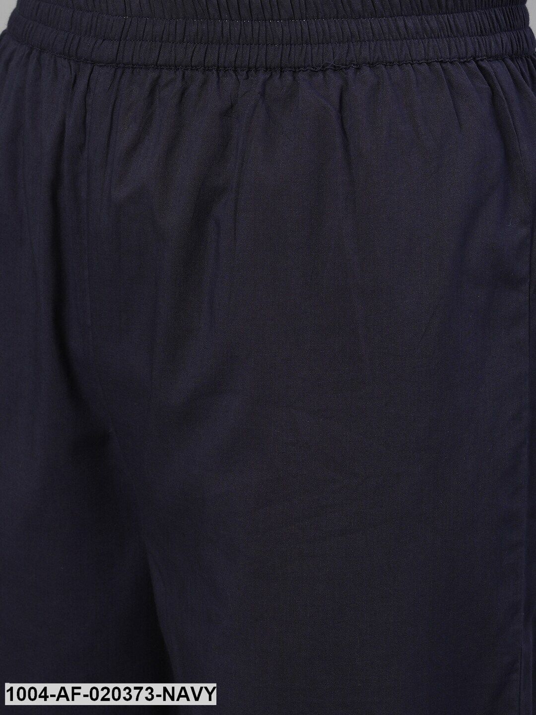 Navy Blue Printed Kurta with Palazzos