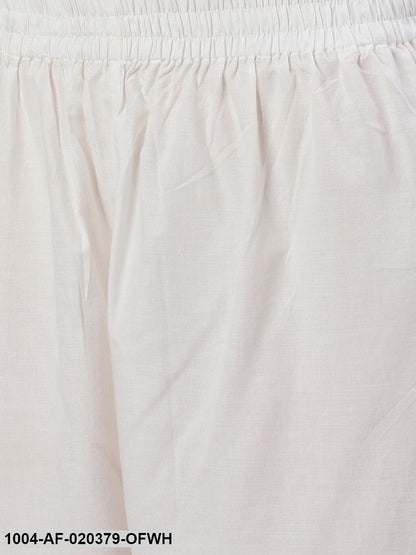 Off-White & Golden Block Printed Anarkali With Palazzo & Dupatta