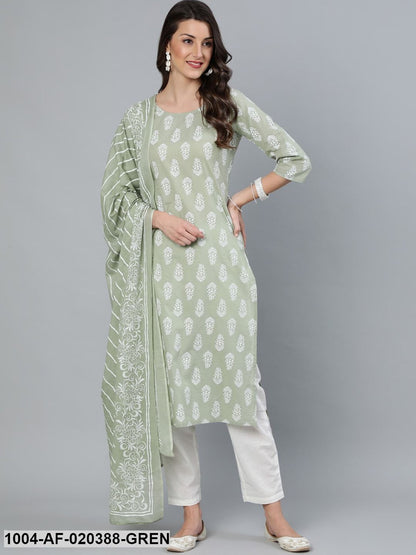 Green Kurta With Plazzo  & Dupatta