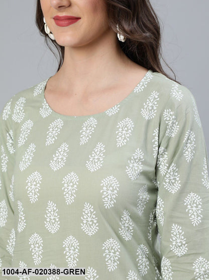 Green Kurta With Plazzo  & Dupatta