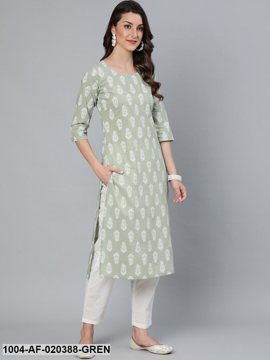 Green Kurta With Plazzo  & Dupatta