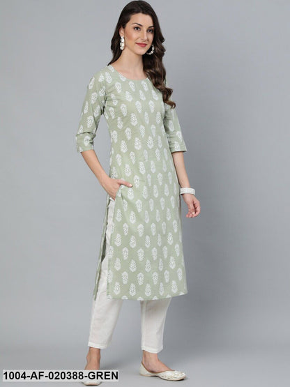 Green Kurta With Plazzo  & Dupatta