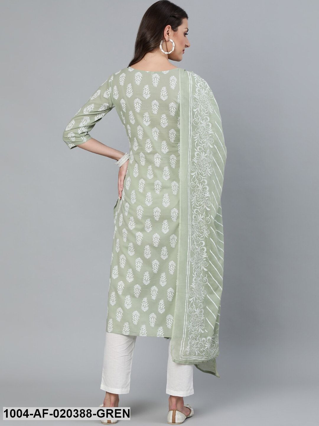 Green Kurta With Plazzo  & Dupatta