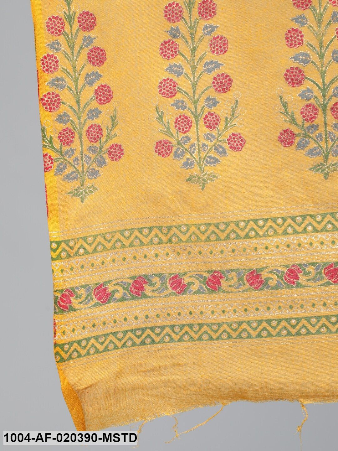 Mustard Printed Straight Kurta With Plazzo  &amp; Dupatta